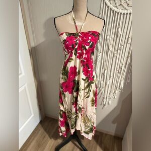 Tropical Floral Strapless Dress